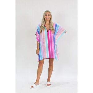 Buddy Love Striped Caftan Tunic Dress M/L Resort Vacation Coverup